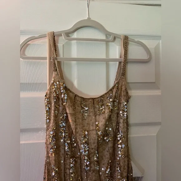 Mac Duggal Nude/Gold Sequin Embellished Midi Dress Size 0  NWOT  #10770 - Picture 8 of 11